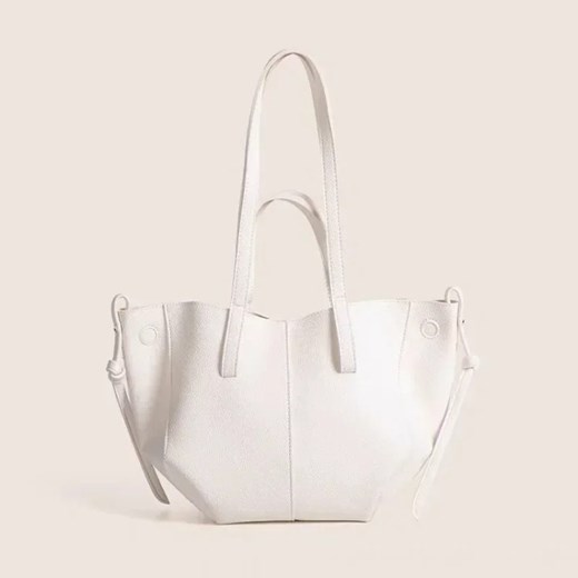 Skórzana mała torba shopper - Biały ze sklepu Intimica.pl w kategorii Torby Shopper bag - zdjęcie 183699211