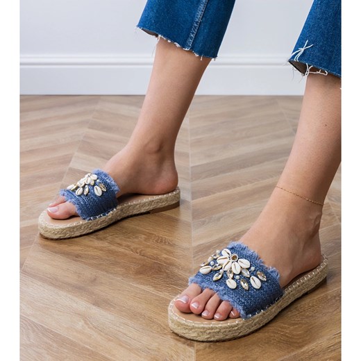 Espadryle damskie granatowe na platformie 