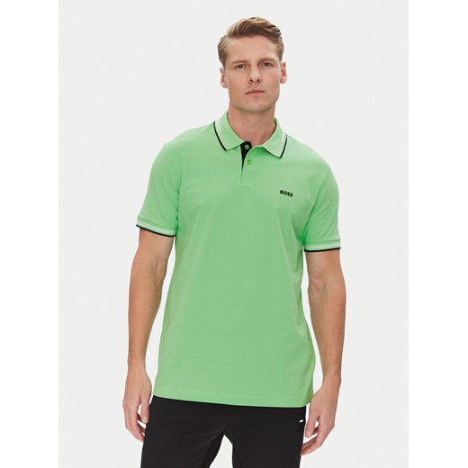 BOSS Polo Paul 50506193 Zielony Slim Fit ze sklepu MODIVO w kategorii T-shirty męskie - zdjęcie 183701121