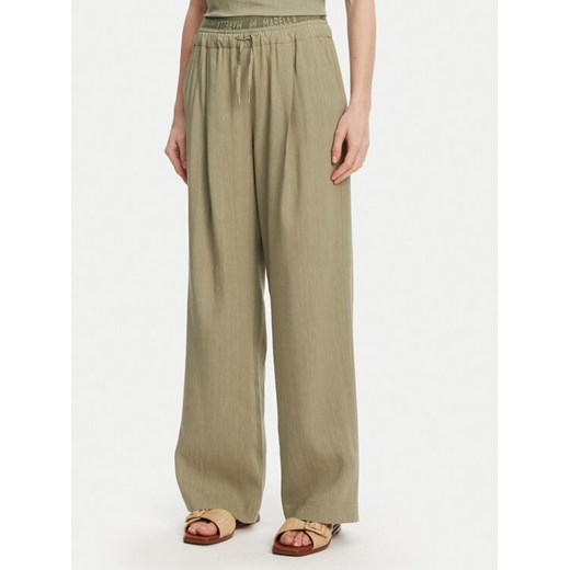 Marella Spodnie materiałowe Fred 2513131085 Zielony Wide Leg ze sklepu MODIVO w kategorii Spodnie damskie - zdjęcie 183701223