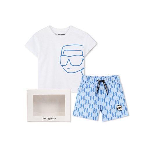 Karl Lagerfeld Kids Komplet t-shirt i spodenki Z30498 M Niebieski Regular Fit ze sklepu MODIVO w kategorii Komplety niemowlęce - zdjęcie 183701272