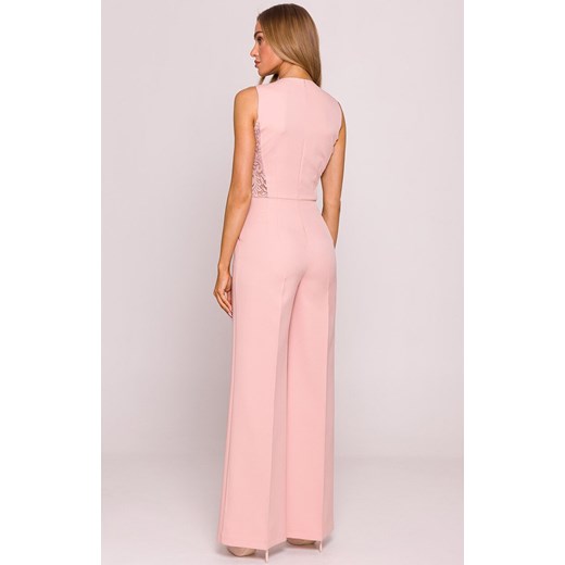 Moe kombinezon damski z koronkowymi wstawkami pudrowy róż M866, Kolor róż pudrowy, Rozmiar L, MOE ze sklepu Intymna w kategorii Kombinezony damskie - zdjęcie 183704554