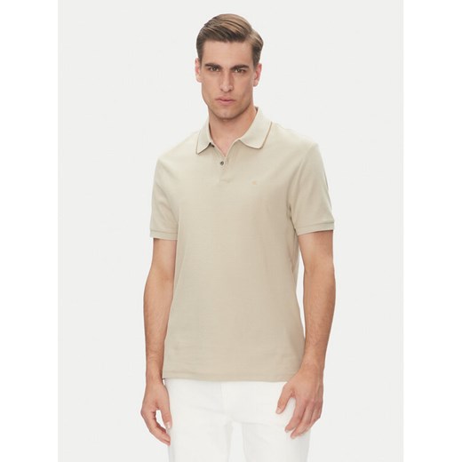 Calvin Klein Polo LV04LC239G Beżowy Regular Fit ze sklepu MODIVO w kategorii T-shirty męskie - zdjęcie 183706222