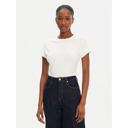 Tommy Hilfiger T-Shirt WW0WW45731 Écru Slim Fit ze sklepu MODIVO w kategorii Bluzki damskie - zdjęcie 183706284