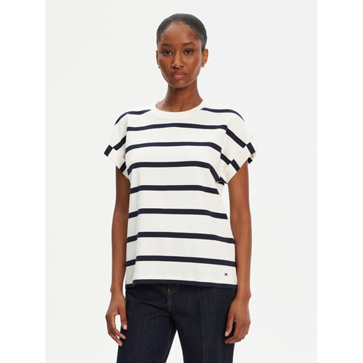 Tommy Hilfiger T-Shirt Gold Button WW0WW45628 Granatowy Regular Fit ze sklepu MODIVO w kategorii Bluzki damskie - zdjęcie 183706430