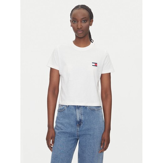 Tommy Jeans T-Shirt DW0DW21423 Biały Regular Fit ze sklepu MODIVO w kategorii Bluzki damskie - zdjęcie 183706432