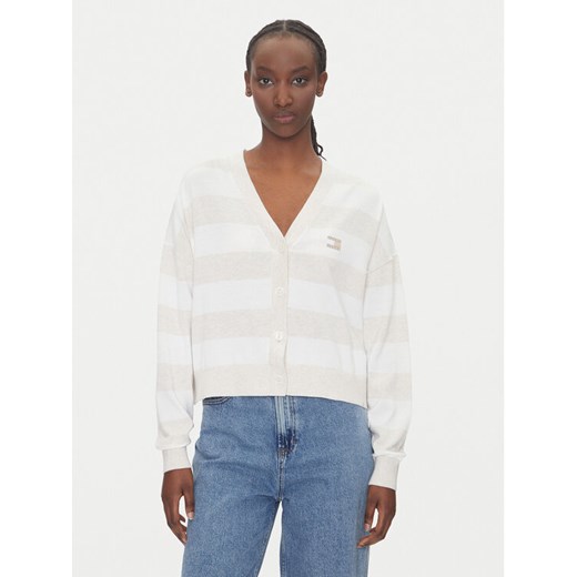 Tommy Jeans Kardigan DW0DW20968 Beżowy Relaxed Fit ze sklepu MODIVO w kategorii Swetry damskie - zdjęcie 183706452
