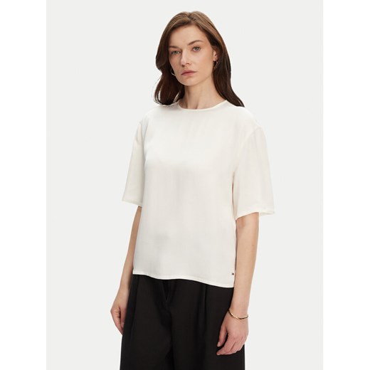 Tommy Hilfiger T-Shirt WW0WW45900 Écru Relaxed Fit ze sklepu MODIVO w kategorii Bluzki damskie - zdjęcie 183706560
