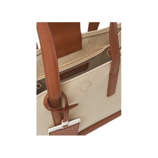 Beżowa shopper bag Furla na ramię 