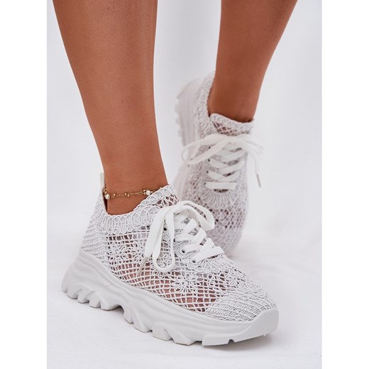 Buty sportowe damskie Boto sneakersy białe na wiosnę sznurowane casual