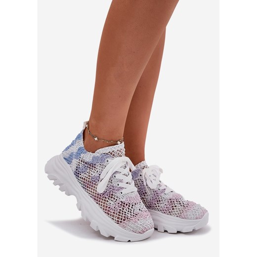 Białe buty sportowe damskie Boto sneakersy sznurowane
