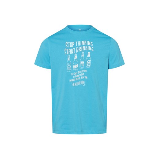 Nils Sundström Koszulka męska Mężczyźni Bawełna cyjan nadruk ze sklepu vangraaf w kategorii T-shirty męskie - zdjęcie 183709411