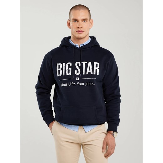 Bluza męska z kapturem z logo BIG STAR granatowa Ashlyno 403 ze sklepu Big Star w kategorii Bluzy męskie - zdjęcie 183719371