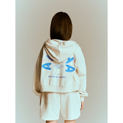 Reserved - Bluza z kapturem Lilo i Stitch - beżowy ze sklepu Reserved w kategorii Bluzy dziewczęce - zdjęcie 183720300
