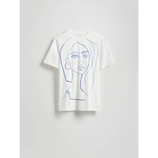 Reserved - Bawełniany T-shirt z haftem - biały ze sklepu Reserved w kategorii Bluzki damskie - zdjęcie 183720693