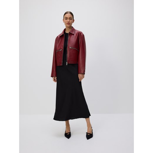 Reserved - Kurtka z efektem postarzenia - burgundowy Reserved S promocja Reserved