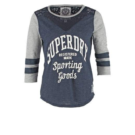 Superdry STADIUM Bluzka z długim rękawem eclipse navy/grey marl zalando szary abstrakcyjne wzory