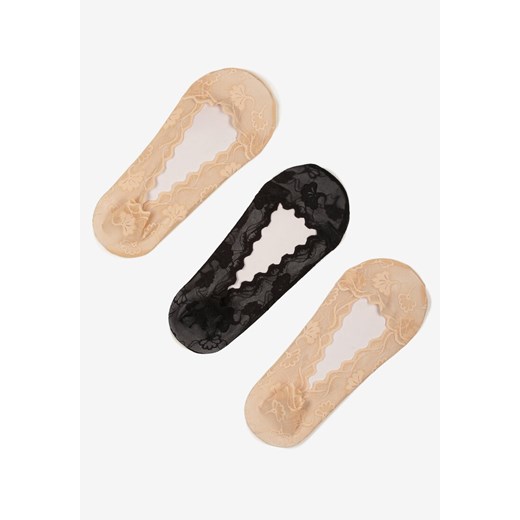 Czarno-Beżowe Koronkowe Skarpety Typu Balerinki 3-Pack Tilisea ze sklepu renee.pl w kategorii Skarpetki damskie - zdjęcie 183723640