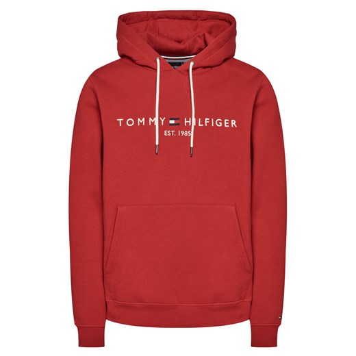 Tommy Hilfiger Bluza Logo Hoody MW0MW11599 Czerwony Regular Fit ze sklepu MODIVO w kategorii Bluzy męskie - zdjęcie 183724871
