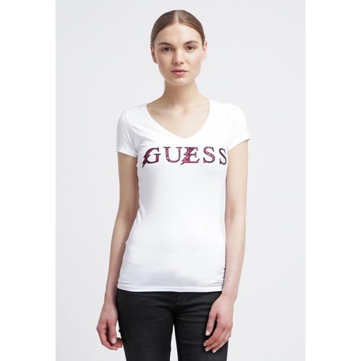 Guess Tshirt z nadrukiem true white zalando bialy bawełna
