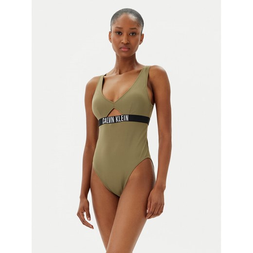 Calvin Klein Swimwear Strój kąpielowy KW0KW02746 Zielony ze sklepu MODIVO w kategorii Stroje kąpielowe - zdjęcie 183737291
