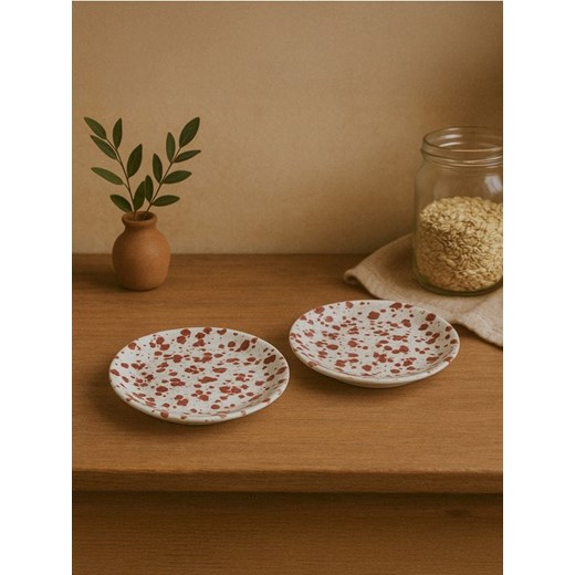Sinsay - Talerz z nakrapianym wzorem 2 pack - brązowy ze sklepu Sinsay w kategorii Talerze - zdjęcie 183738892
