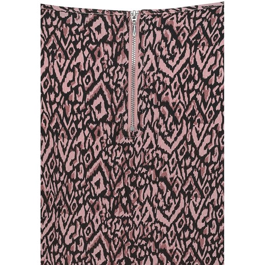 Bluzka damska wielokolorowa SUBLEVEL casual w abstrakcyjnym wzorze z krótkim rękawem z okrągłym dekoltem 