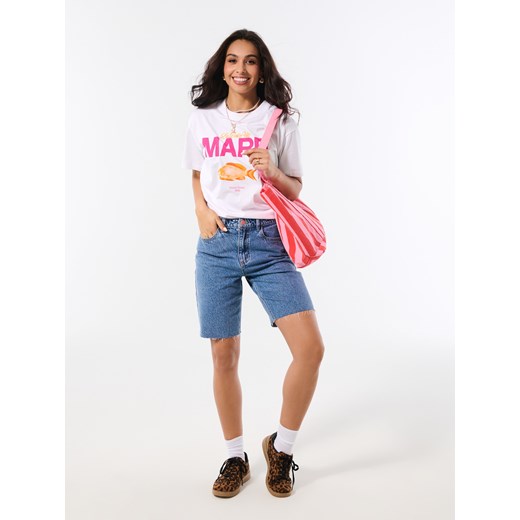 Bluzka damska Sinsay bawełniana biała z okrągłym dekoltem 