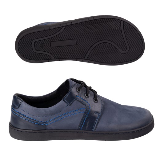 BAREFOOT Męskie buty skórzane sznurowane minimalistyczne 115KZ granatowe ze sklepu butyolivier w kategorii Półbuty męskie - zdjęcie 183742661