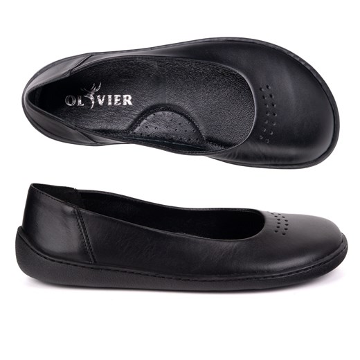 BAREFOOT Damskie CZÓŁENKA minimalistyczne wsuwane 1771POL czarne perforowane MINI ze sklepu butyolivier w kategorii Półbuty damskie - zdjęcie 183742674