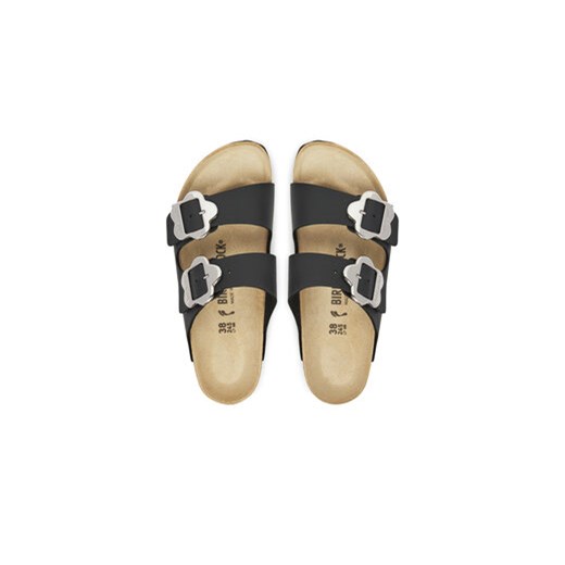 Czarne klapki dziecięce BIRKENSTOCK w kwiaty