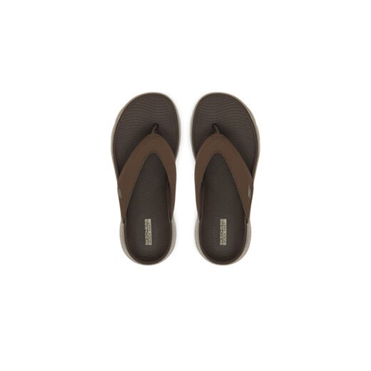 Klapki męskie brązowe Skechers na lato bez zapięcia casualowe 