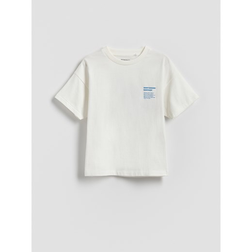 Reserved - T-shirt z aplikacją - złamana biel ze sklepu Reserved w kategorii T-shirty chłopięce - zdjęcie 183753701