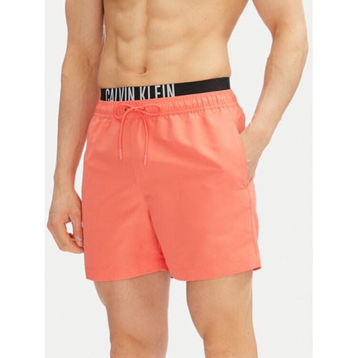 Calvin Klein Swimwear Szorty kąpielowe KM0KM01093 Różowy Regular Fit ze sklepu MODIVO w kategorii Kąpielówki - zdjęcie 183754330