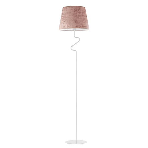 Nowoczesna lampa podłogowa FOGO VELUR na białej podstawie z różowym, welurowym kloszem ze sklepu Lysne w kategorii Lampy podłogowe - zdjęcie 183754691