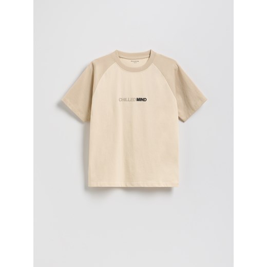 Reserved - T-shirt z nadrukiem - kremowy ze sklepu Reserved w kategorii T-shirty chłopięce - zdjęcie 183756833