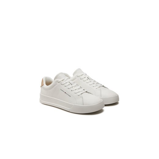 Sneakersy Tommy Hilfiger Th Court Leather Grain Ess FM0FM05297 Écru Tommy Hilfiger 41 eobuwie.pl