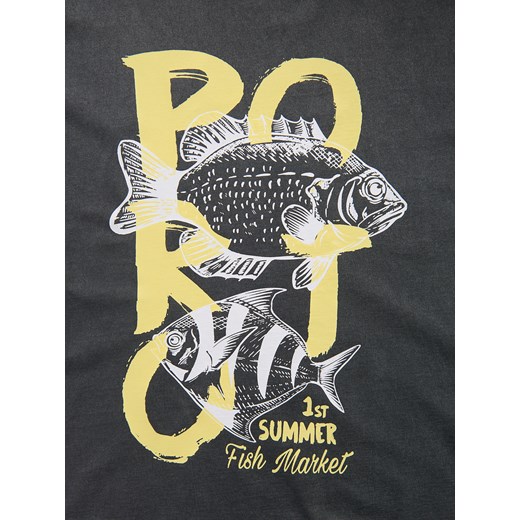 Bluzka damska Reserved bawełniana z okrągłym dekoltem w nadruki z krótkim rękawem 