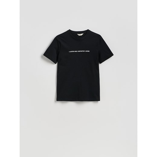 Reserved - T-shirt regular z nadrukiem - czarny ze sklepu Reserved w kategorii T-shirty męskie - zdjęcie 183759853