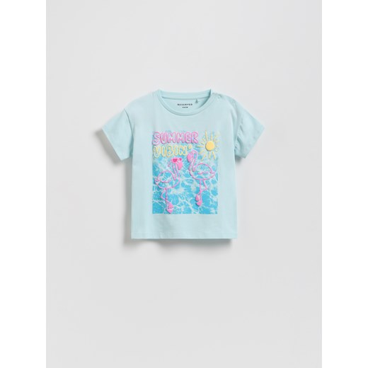 Reserved - T-shirt z wypukłym nadrukiem - jasnoniebieski Reserved 5-2 lata) Reserved