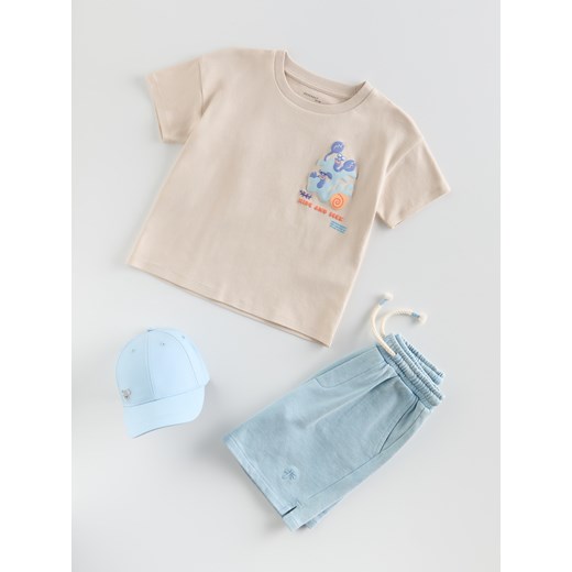 Reserved - T-shirt oversize - beżowy ze sklepu Reserved w kategorii T-shirty chłopięce - zdjęcie 183759983