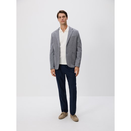 Reserved - Dzianinowa marynarka slim fit - granatowy ze sklepu Reserved w kategorii Marynarki męskie - zdjęcie 183760214