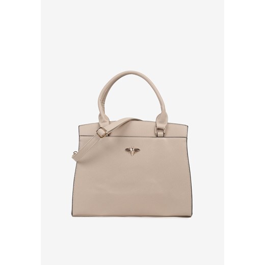 Ciemnobeżowa Torebka Trapezowa z Aplikacją w Kształcie Owada Moonbelle ze sklepu renee.pl w kategorii Torby Shopper bag - zdjęcie 183761232