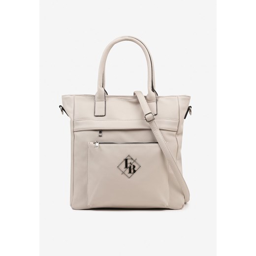 Szara Torebka Typu Shopper z Paskiem Crossbody Zdobiona Aplikacją Idaniela ze sklepu renee.pl w kategorii Torby Shopper bag - zdjęcie 183761302