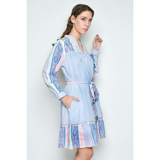 H.H.G. sukienka w serek z bawełny z długim rękawem 