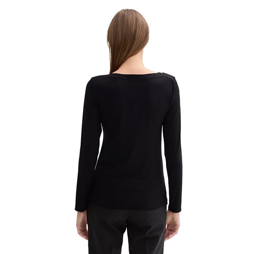 Bluzka damska Tom Tailor z długim rękawem czarna z elastanu z okrągłym dekoltem 