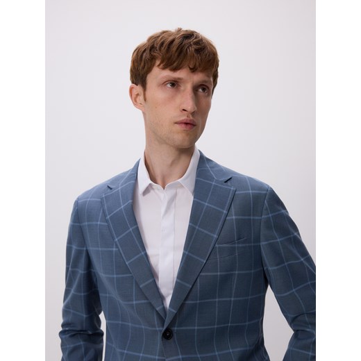 Reserved - Marynarka slim fit w kratę - granatowy ze sklepu Reserved w kategorii Marynarki męskie - zdjęcie 183763390