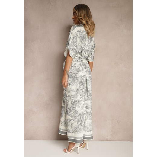 Sukienka Renee oversize z długimi rękawami w abstrakcyjnym wzorze z wiskozy maxi casualowa
