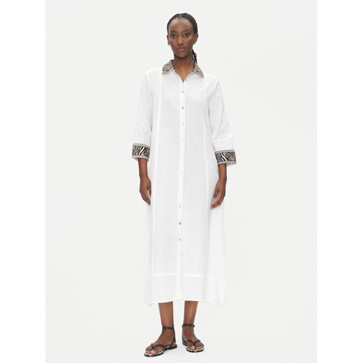 LOLA CASADEMUNT Sukienka koszulowa LS2516042 Biały Relaxed Fit ze sklepu MODIVO w kategorii Sukienki - zdjęcie 183764973