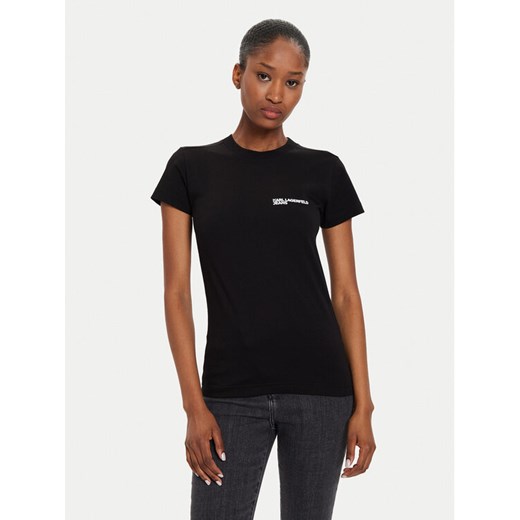 Karl Lagerfeld Jeans T-Shirt 241J1700 Czarny Slim Fit ze sklepu MODIVO w kategorii Bluzki damskie - zdjęcie 183765124